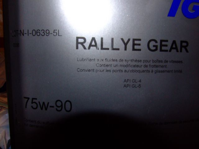 Huile Boite de vitesse Igol rallye gear 75W-80W